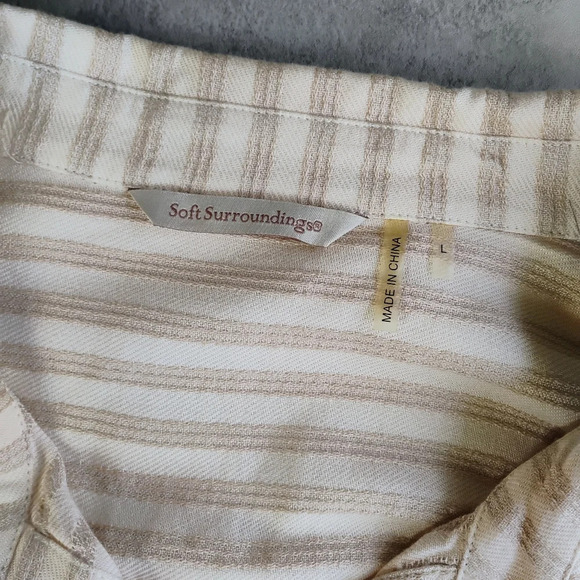 Soft Surroundings Stripes Lagenlook Asymmetrical Button Down Tunic Size Large - Picture 7 of 13